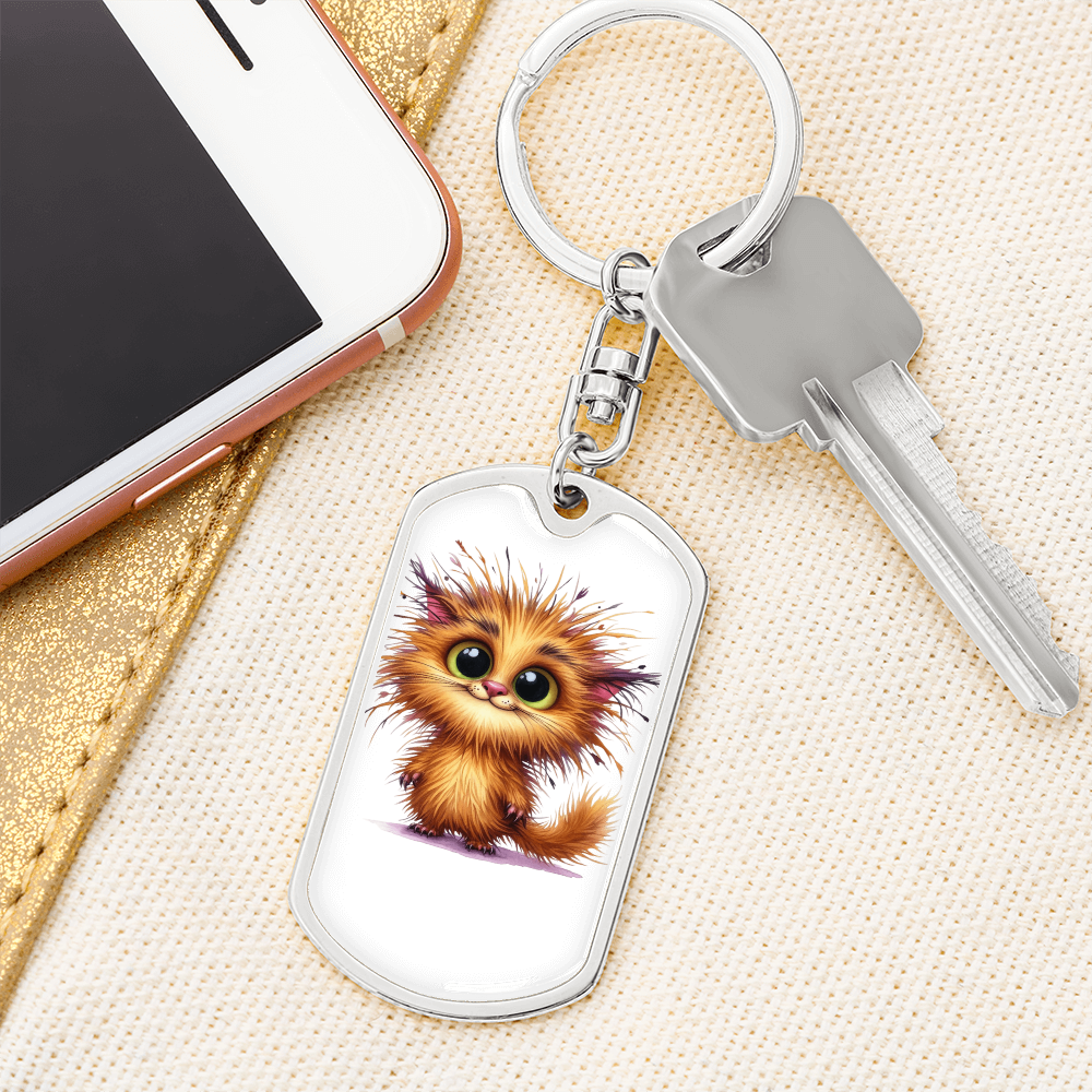 Little Spark Cat Keychain – Custom Name or Phrase | Gold or Silver Finish