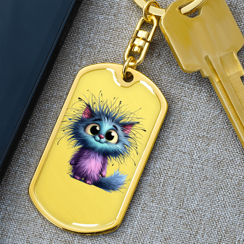 Midnight Whiskers Keychain – Custom Name or Phrase | Gold or Silver Finish