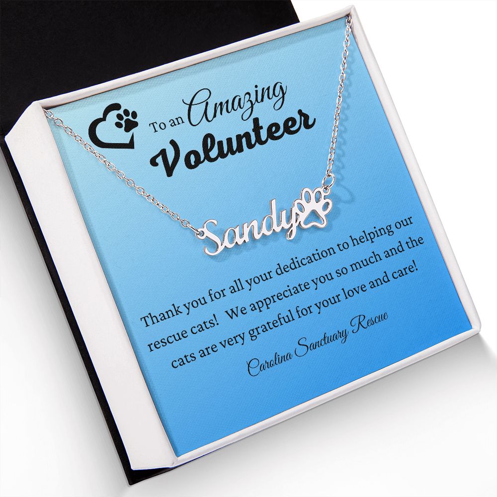 Paw Print Necklace for volunteer - custom name