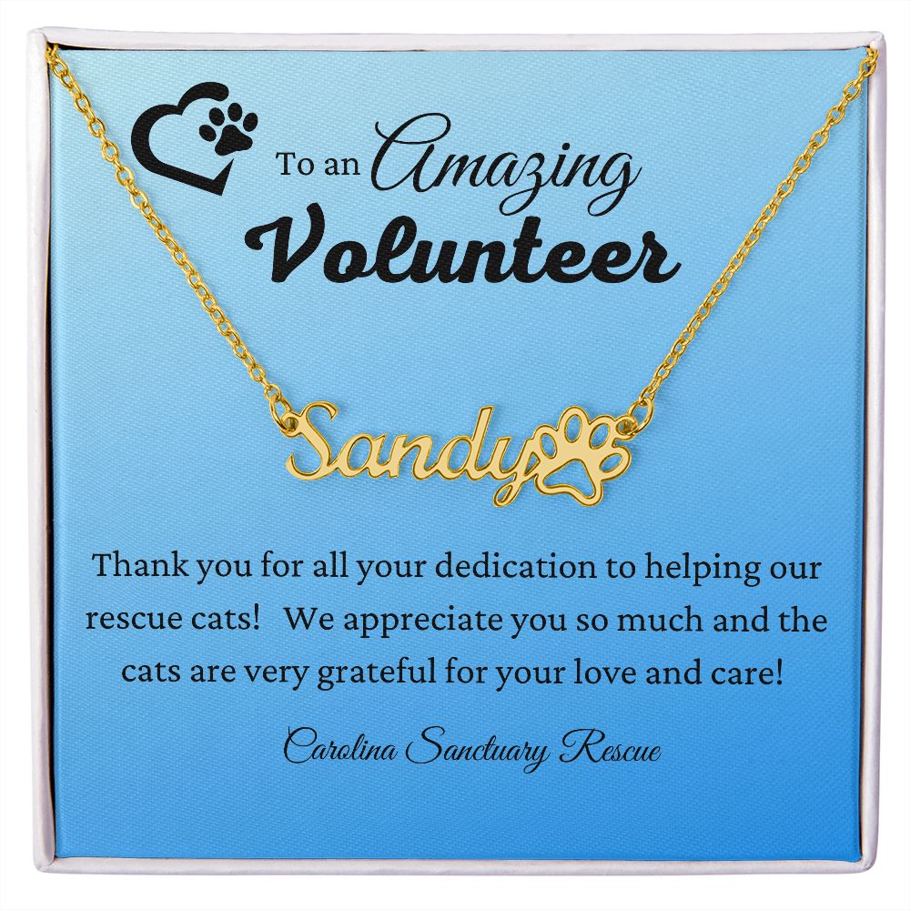 Paw Print Necklace for volunteer - custom name