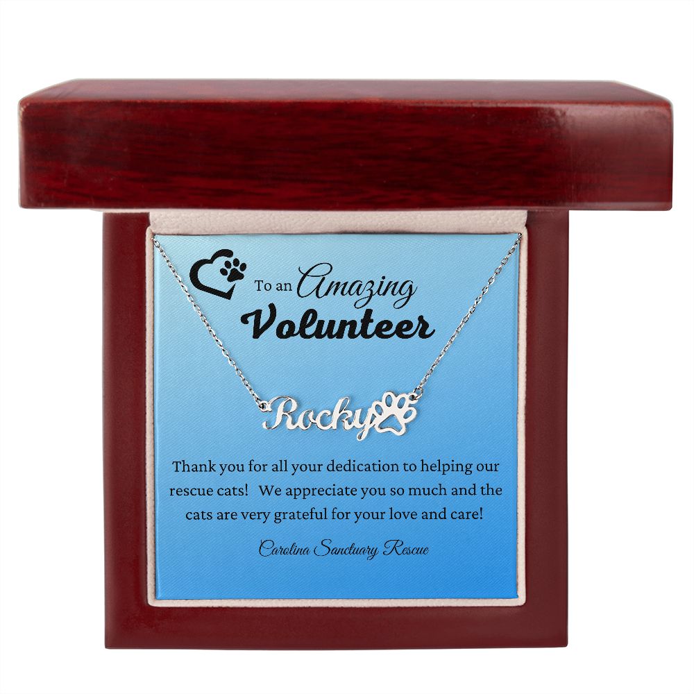 Paw Print Necklace for volunteer - custom name