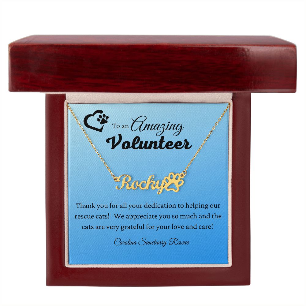 Paw Print Necklace for volunteer - custom name