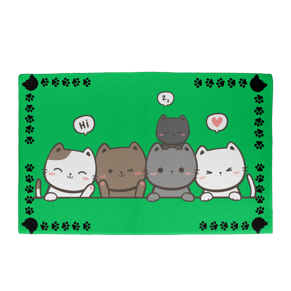 Purrfect Cat Lover’s Doormat – Adorable Cartoon Cat Welcome Mat