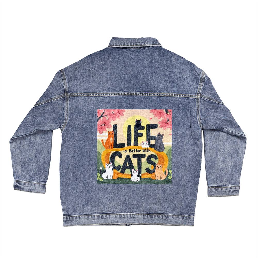 Denim Jacket for Women Cat Lovers