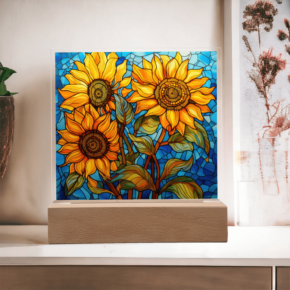 Sunflower Stained Glass LED Acrylic Decor