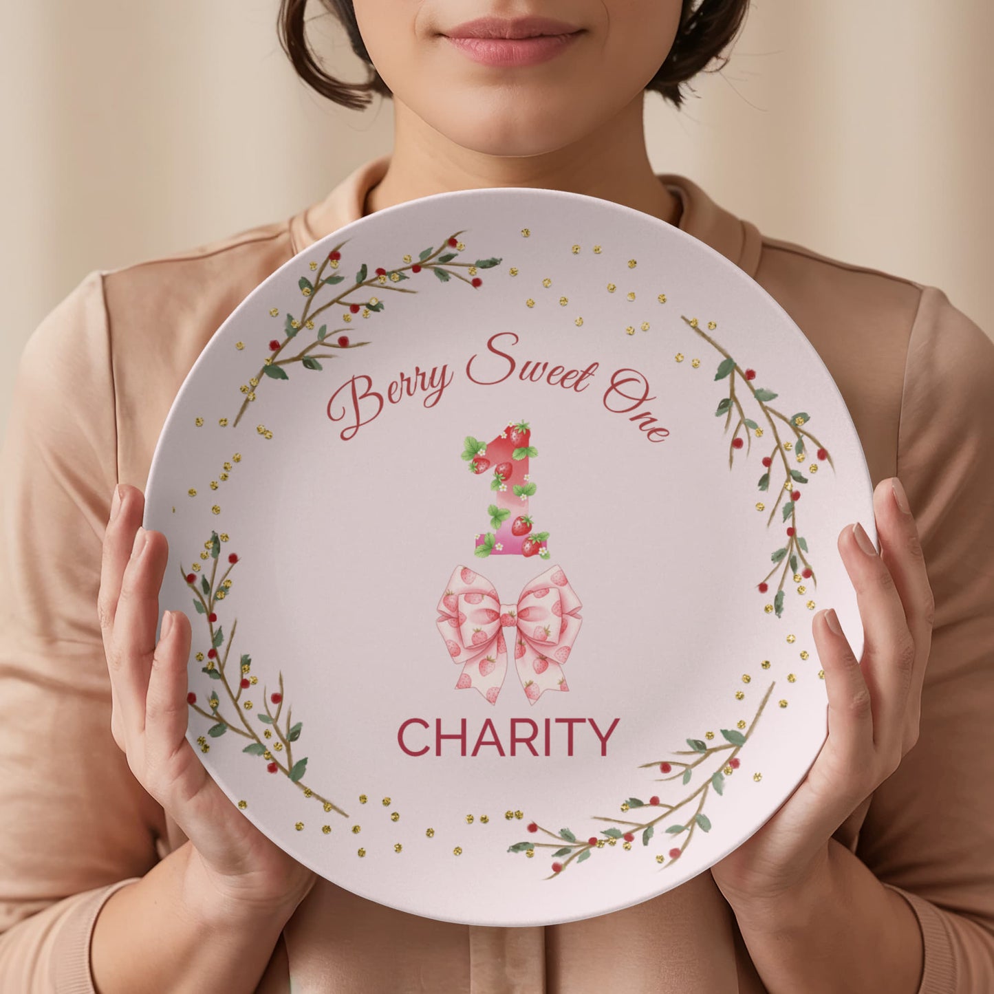 Berry Sweet One birthday plate