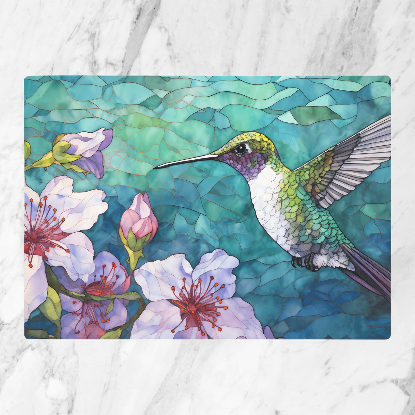 Hummingbird Glass Cutting Board – Large Tempered Glass Kitchen Decor