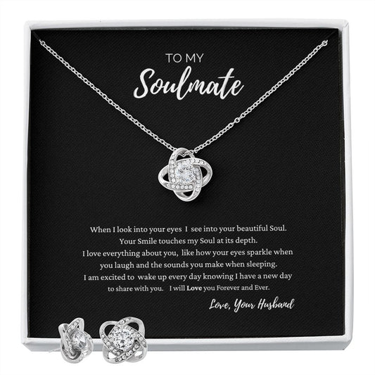 Love Knot Earring and Necklace Set for Soulmate