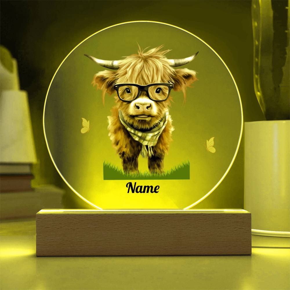 Highland Cow with Glasses Night Light