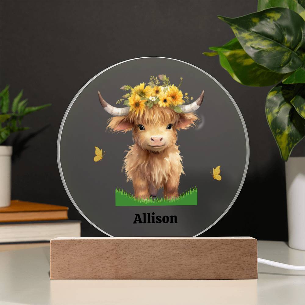 Personalized Highland Cow Night Light