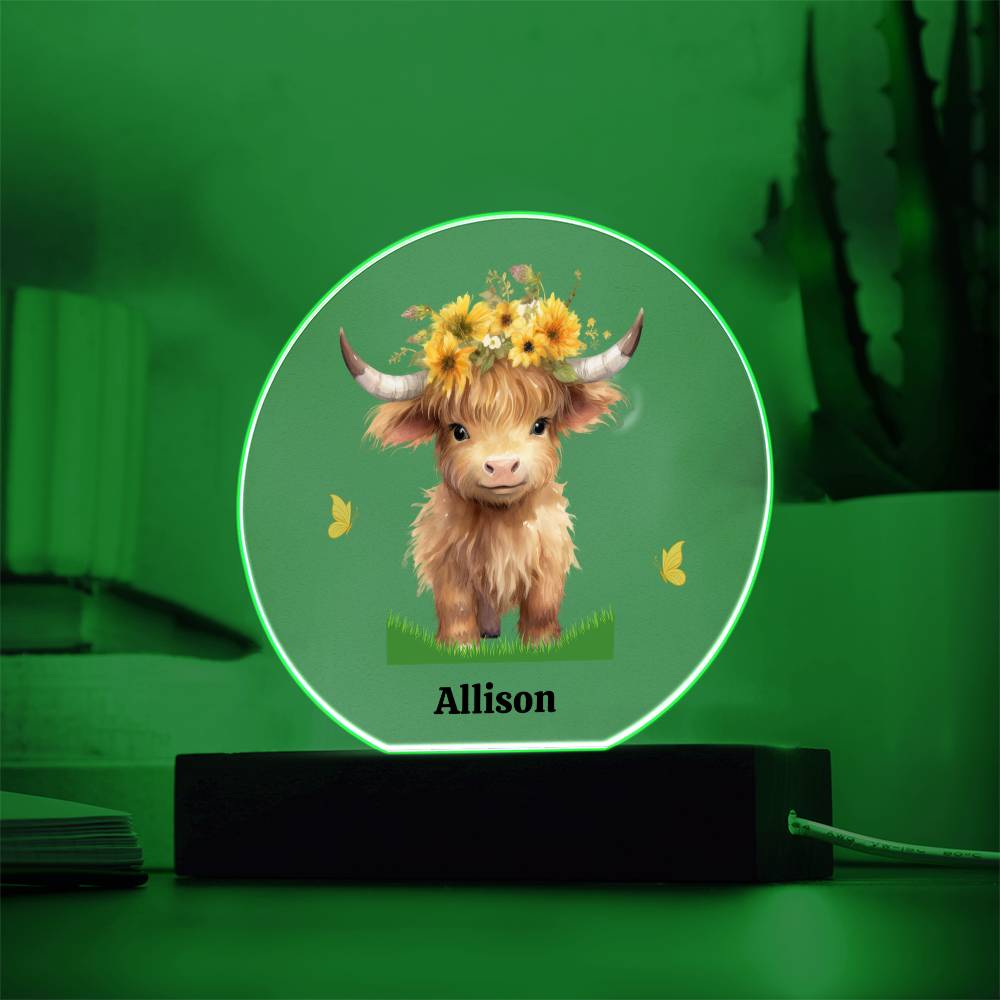 Personalized Highland Cow Night Light