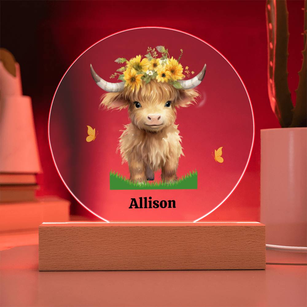 Personalized Highland Cow Night Light