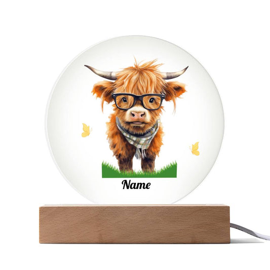 Highland Cow with Glasses Night Light