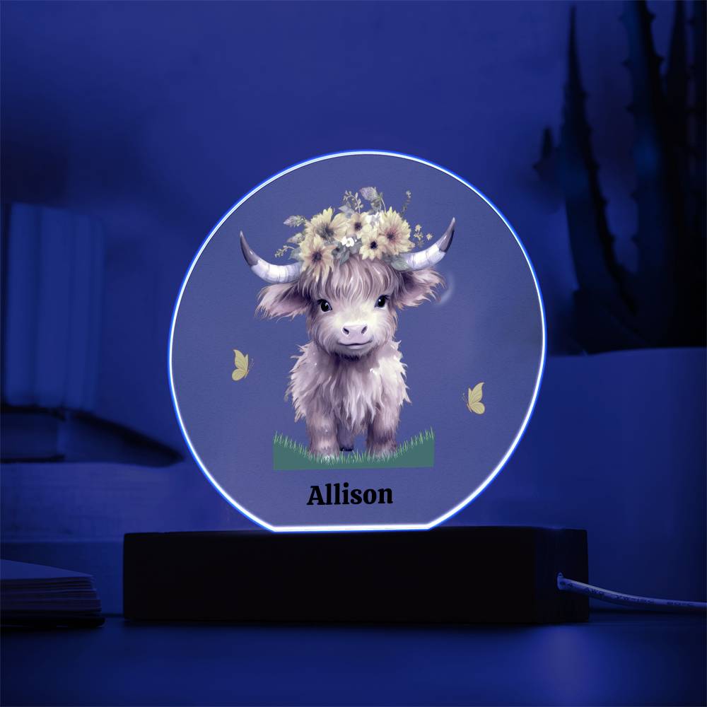Personalized Highland Cow Night Light