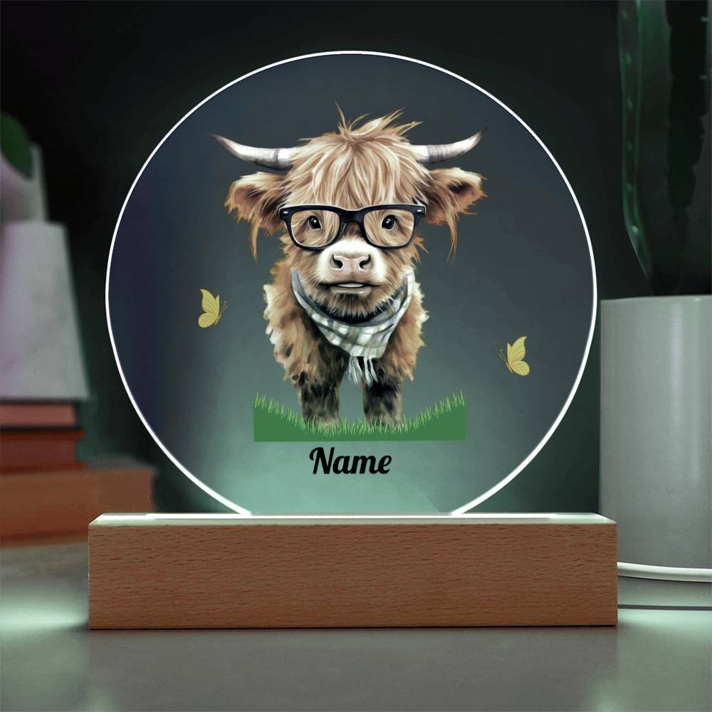 Highland Cow with Glasses Night Light