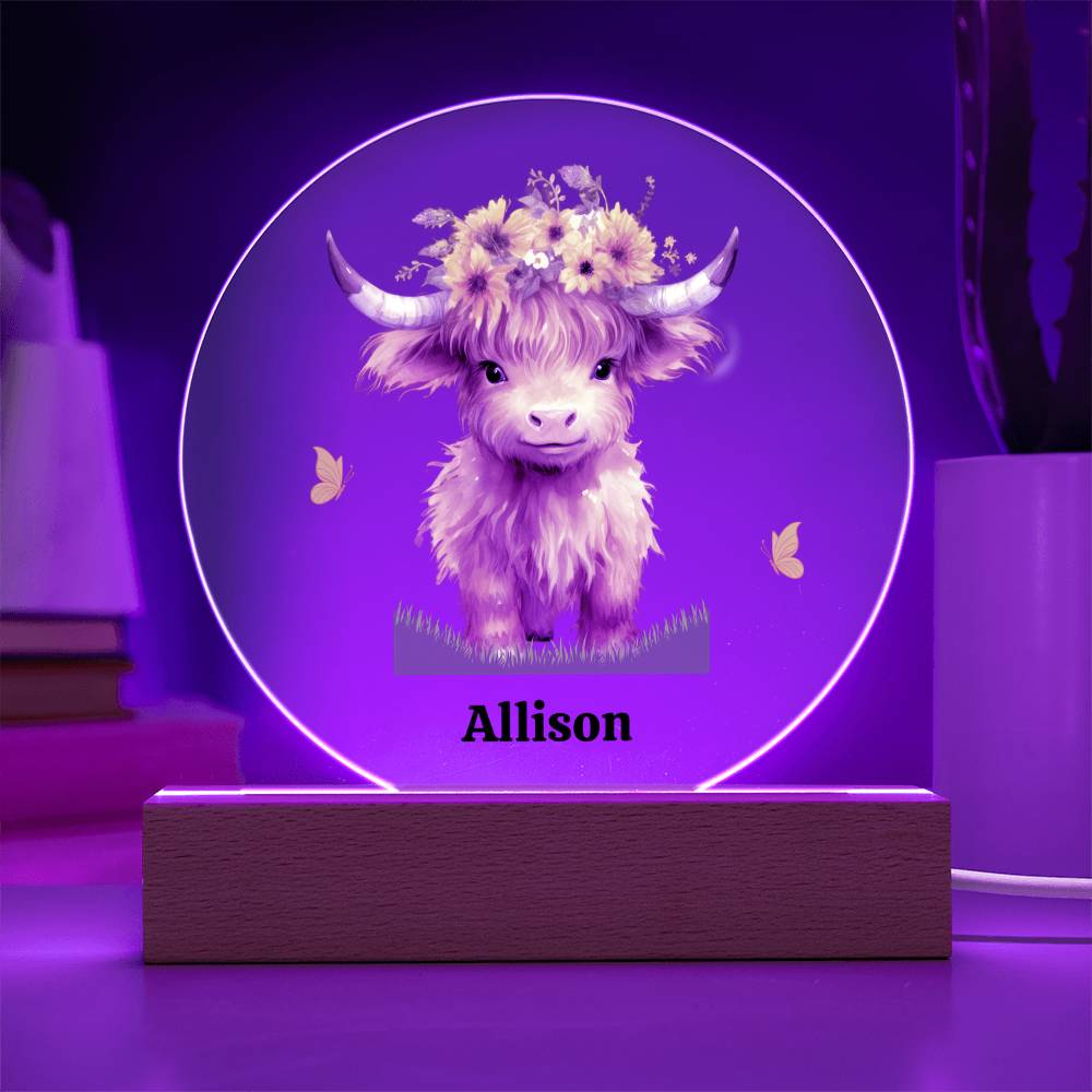 Personalized Highland Cow Night Light