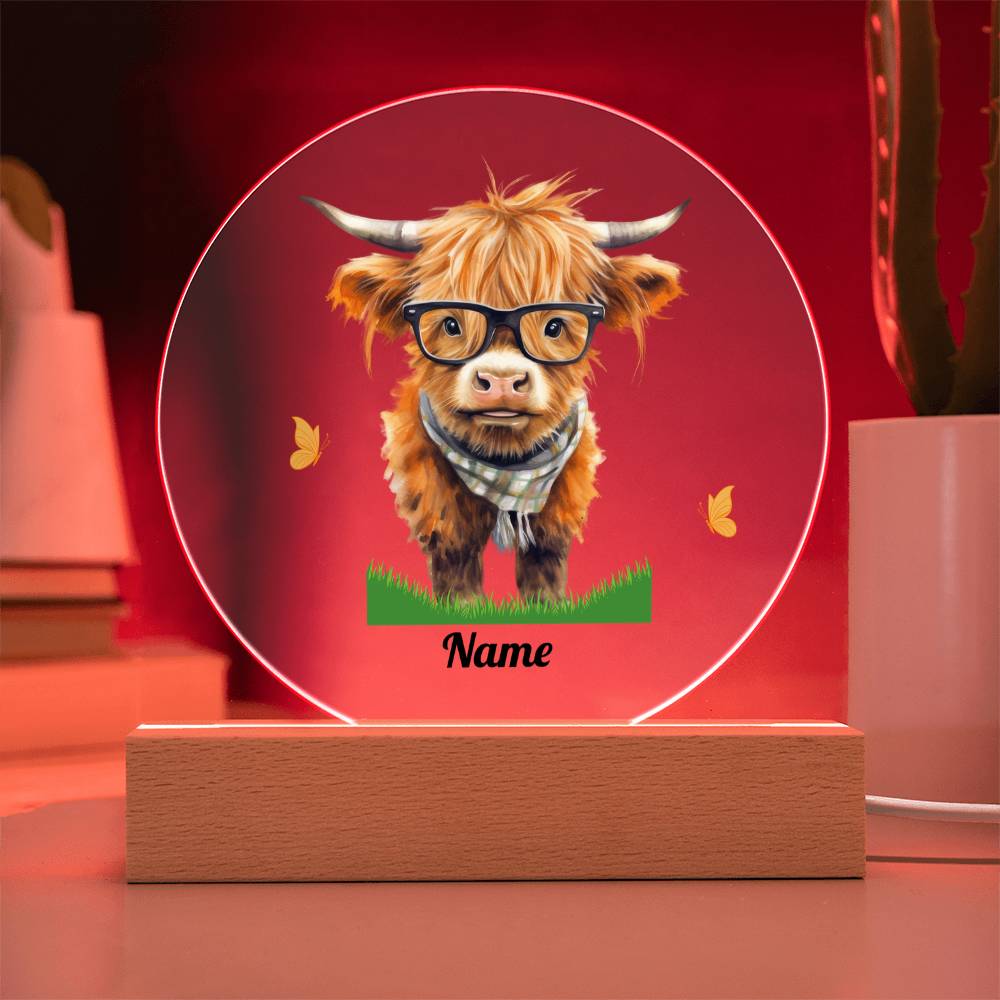 Highland Cow with Glasses Night Light
