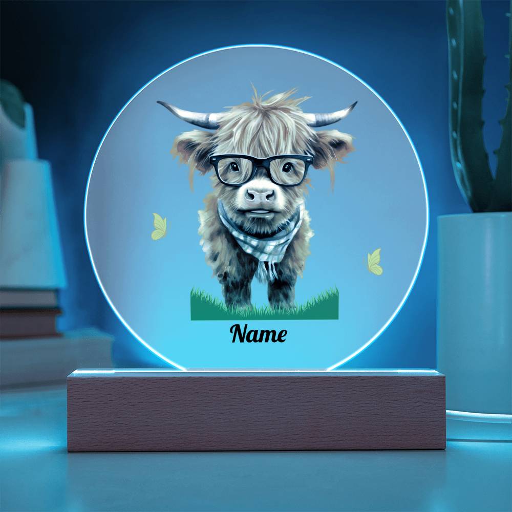 Highland Cow with Glasses Night Light