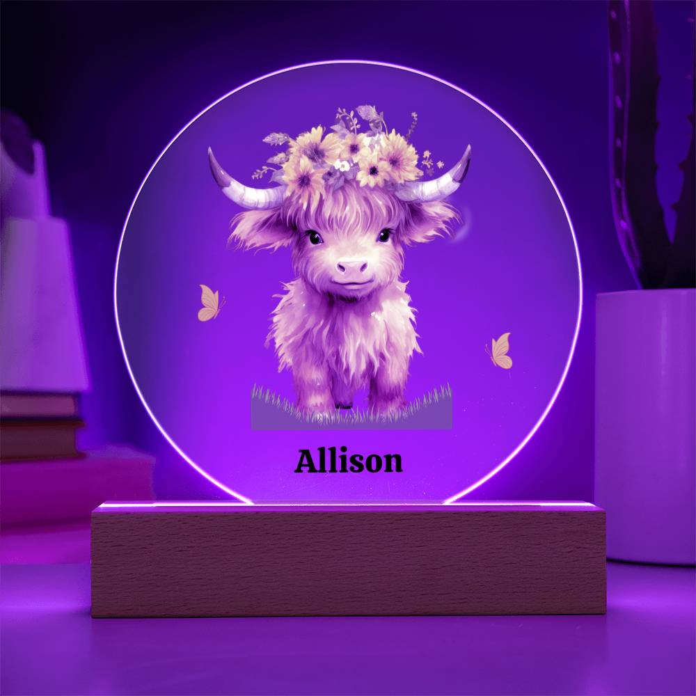 Personalized Highland Cow Night Light