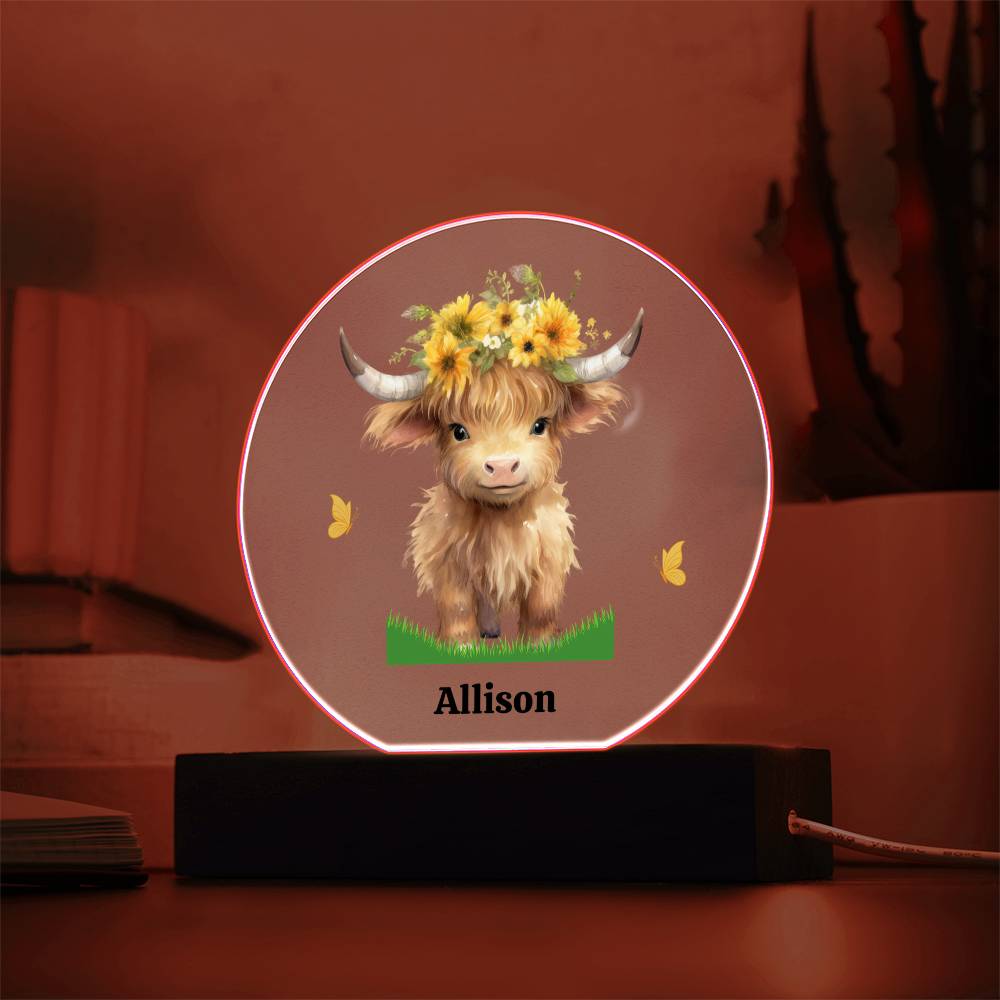 Personalized Highland Cow Night Light