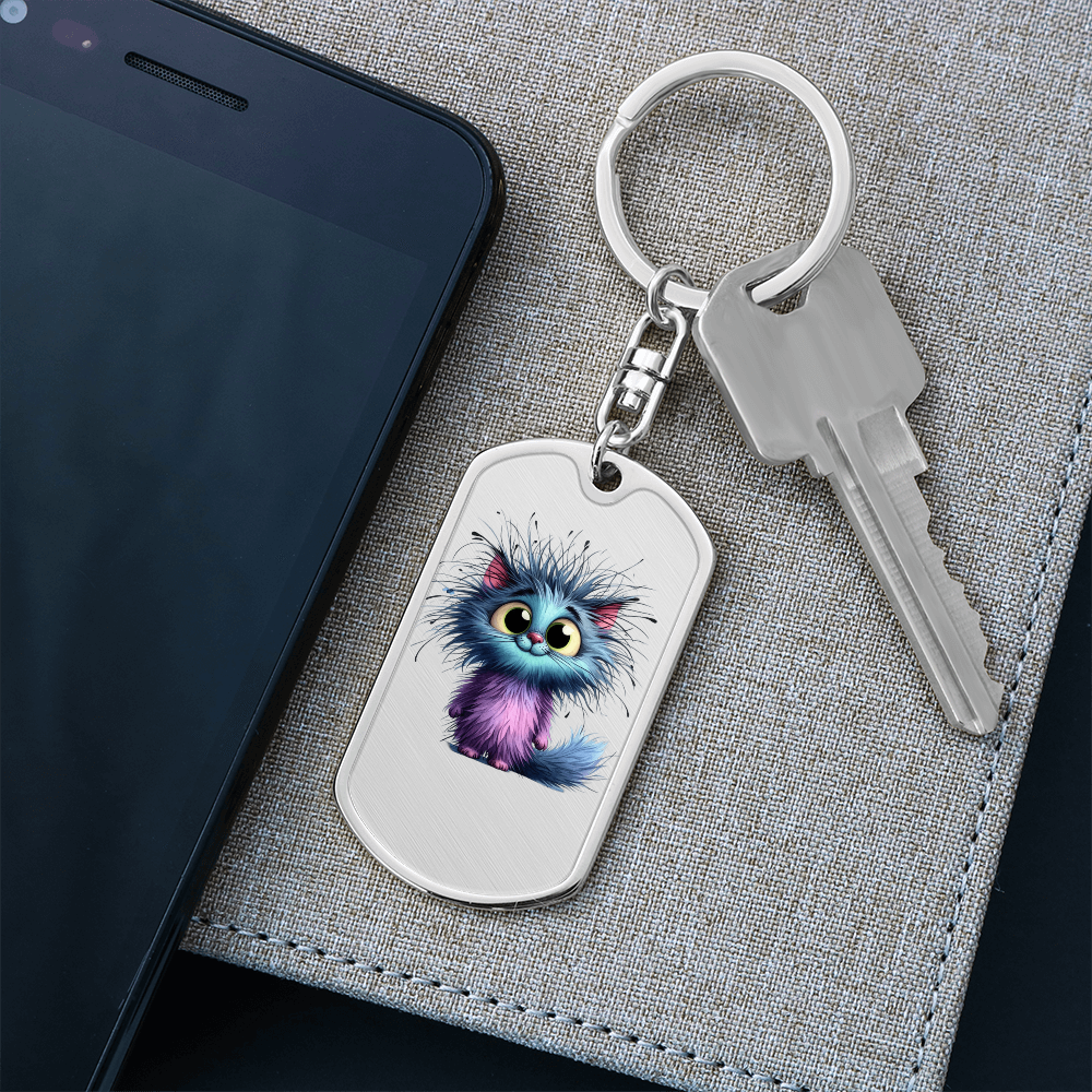 Midnight Whiskers Keychain – Custom Name or Phrase | Gold or Silver Finish