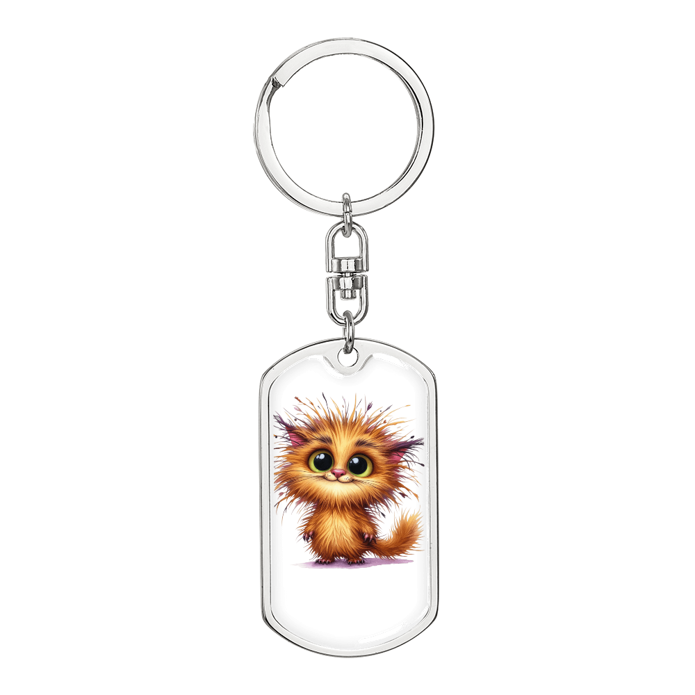Little Spark Cat Keychain – Custom Name or Phrase | Gold or Silver Finish