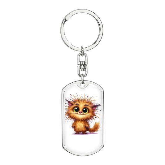 Little Spark Cat Keychain – Custom Name or Phrase | Gold or Silver Finish