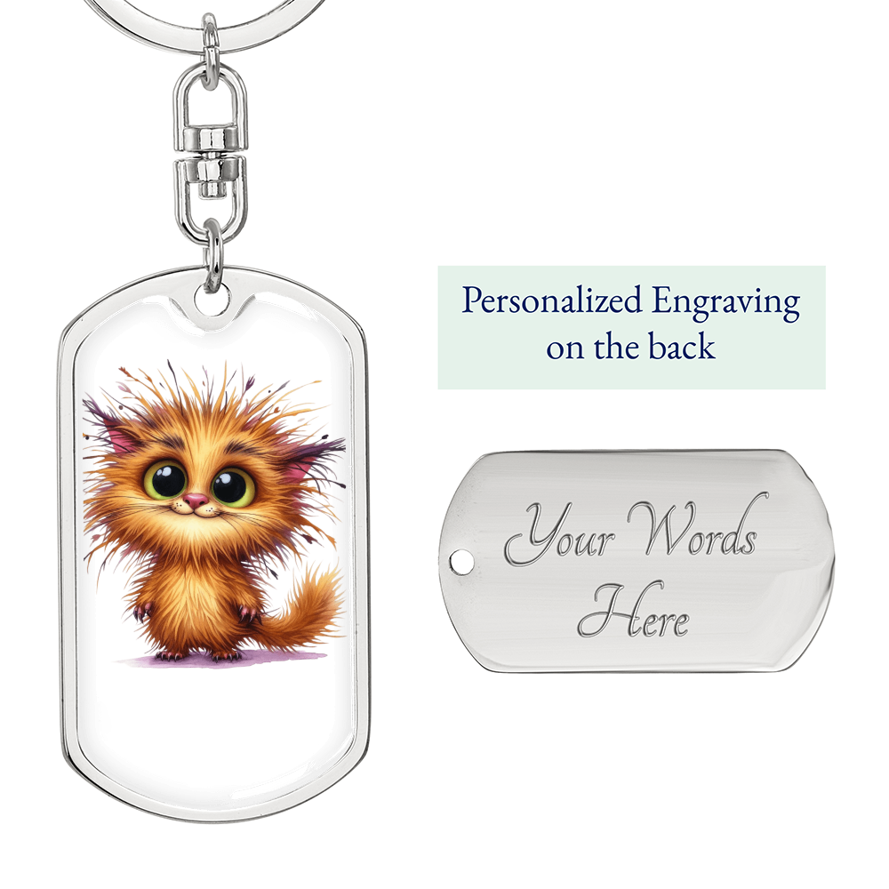 Little Spark Cat Keychain – Custom Name or Phrase | Gold or Silver Finish