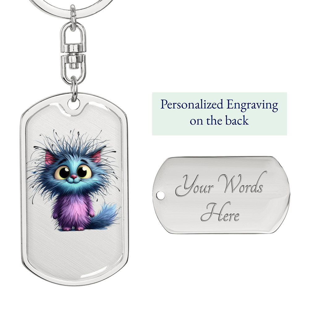 Midnight Whiskers Keychain – Custom Name or Phrase | Gold or Silver Finish