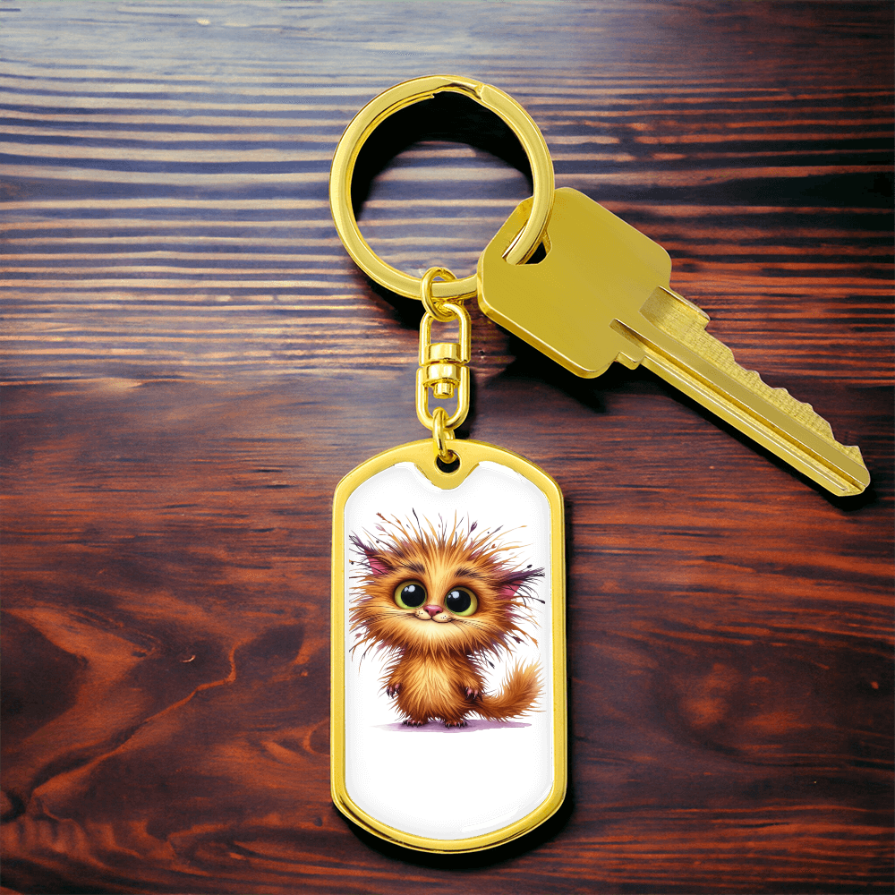 Little Spark Cat Keychain – Custom Name or Phrase | Gold or Silver Finish