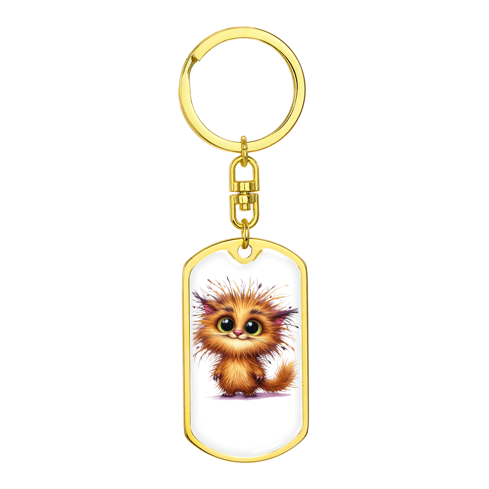 Little Spark Cat Keychain – Custom Name or Phrase | Gold or Silver Finish