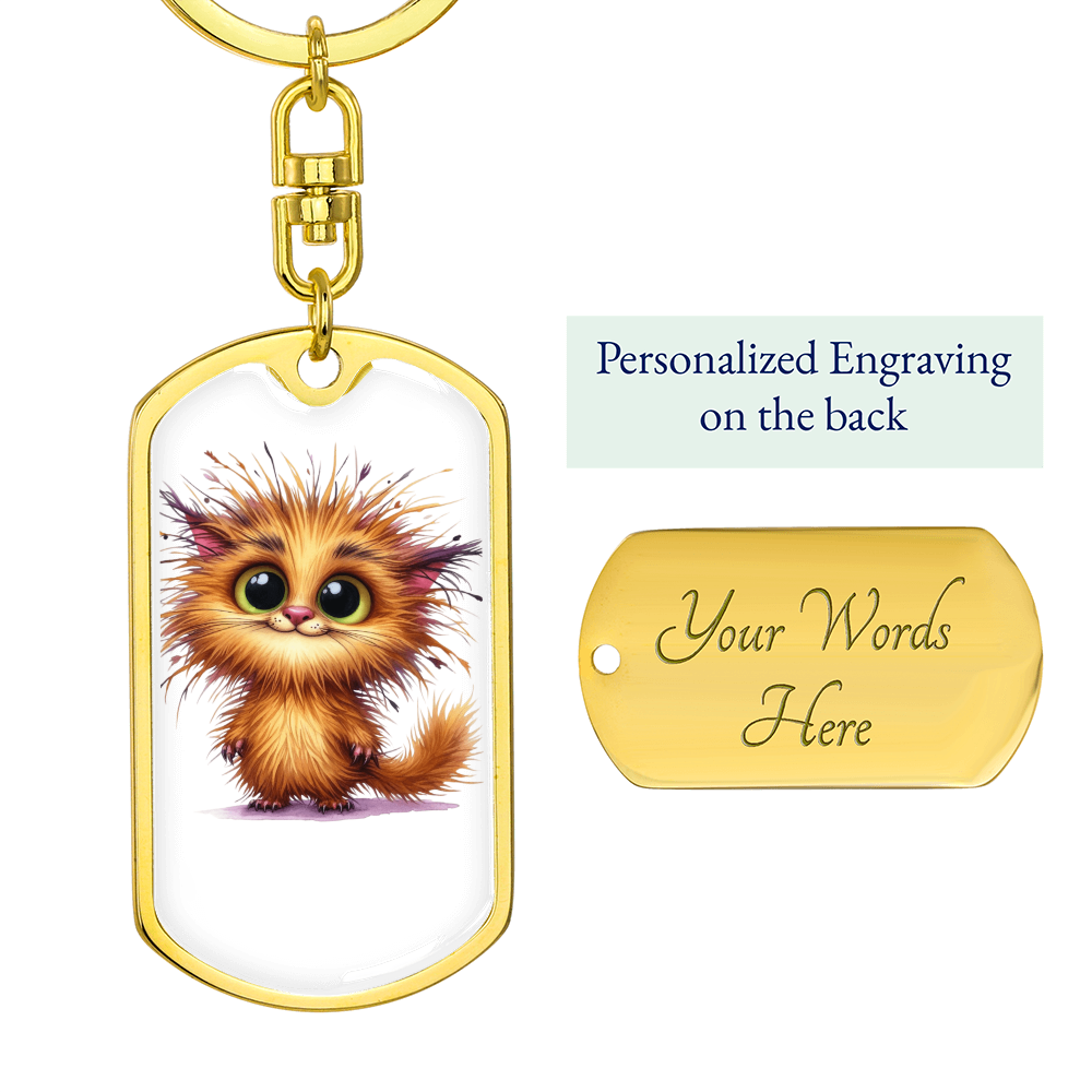 Little Spark Cat Keychain – Custom Name or Phrase | Gold or Silver Finish