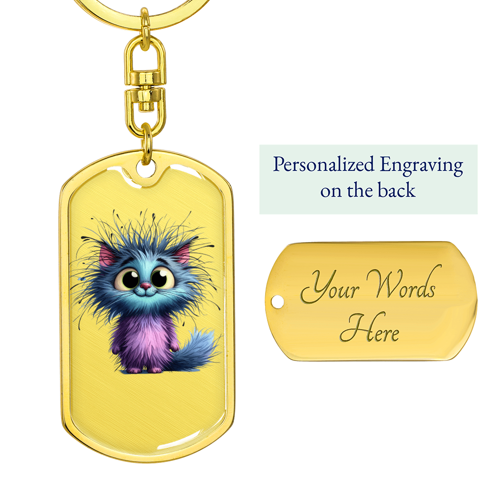 Midnight Whiskers Keychain – Custom Name or Phrase | Gold or Silver Finish