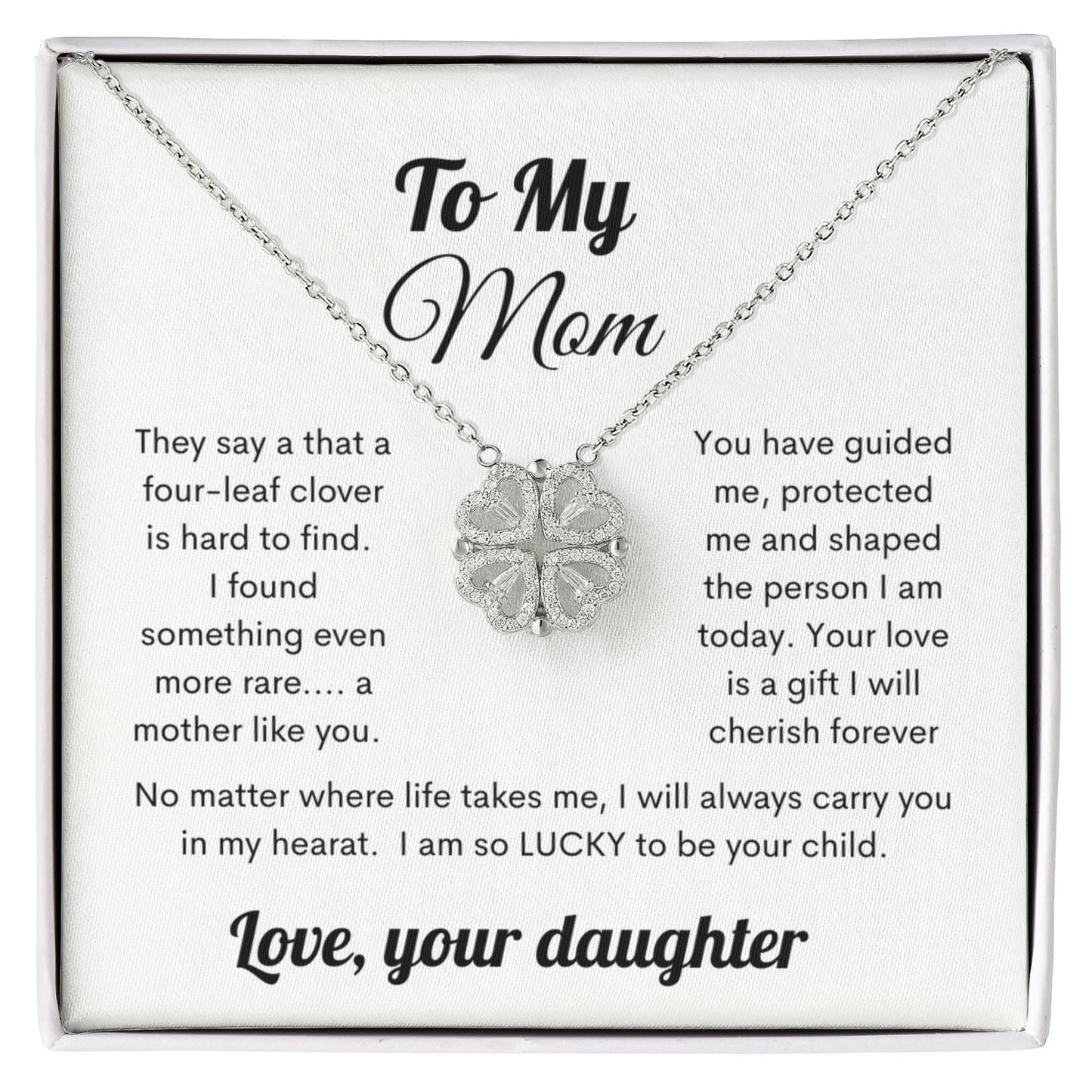 Magnetic Clover Necklace – Lucky Four Heart Pendant Gift for Her