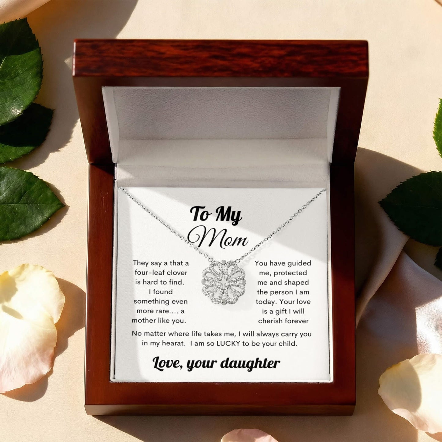 Magnetic Clover Necklace – Lucky Four Heart Pendant Gift for Her