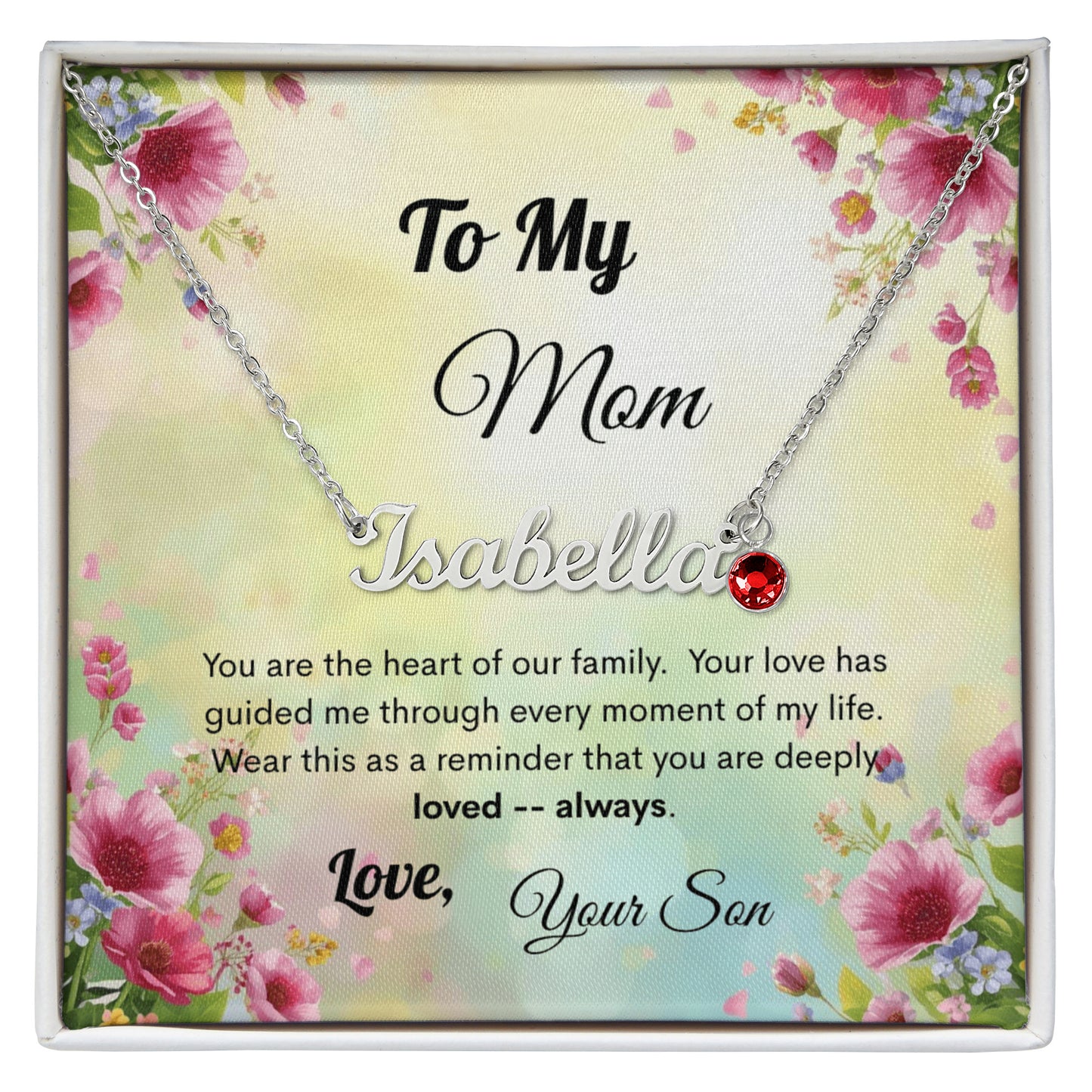 Personalized Birthstone Name Necklace for Mom