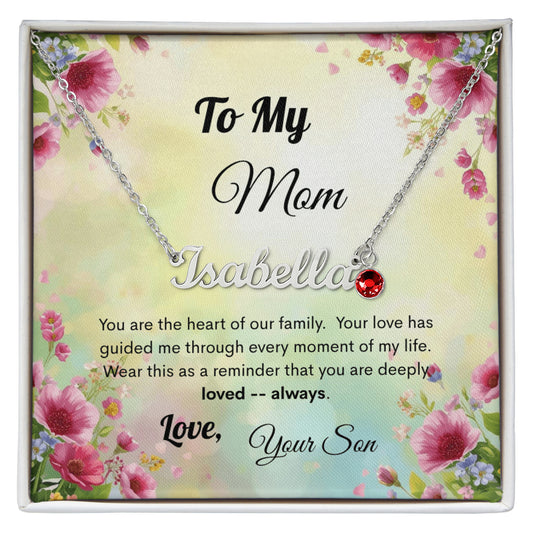 Personalized Birthstone Name Necklace for Mom
