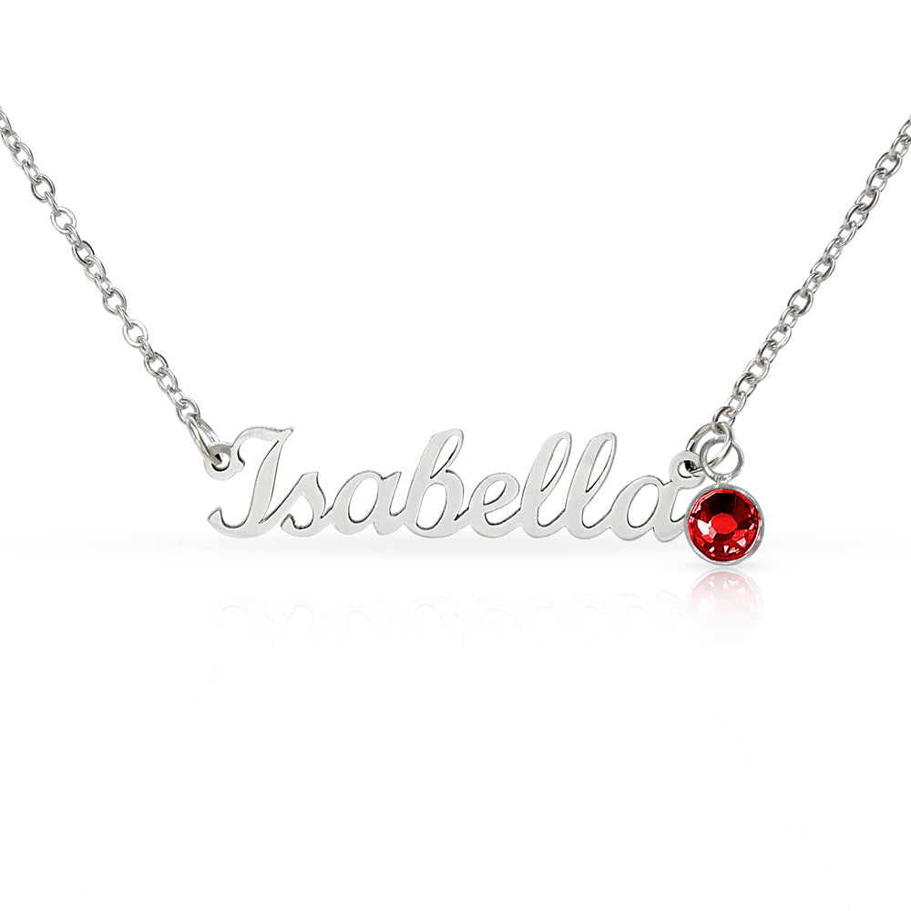 Personalized Name Necklace with Birthstone with Custom Message Card