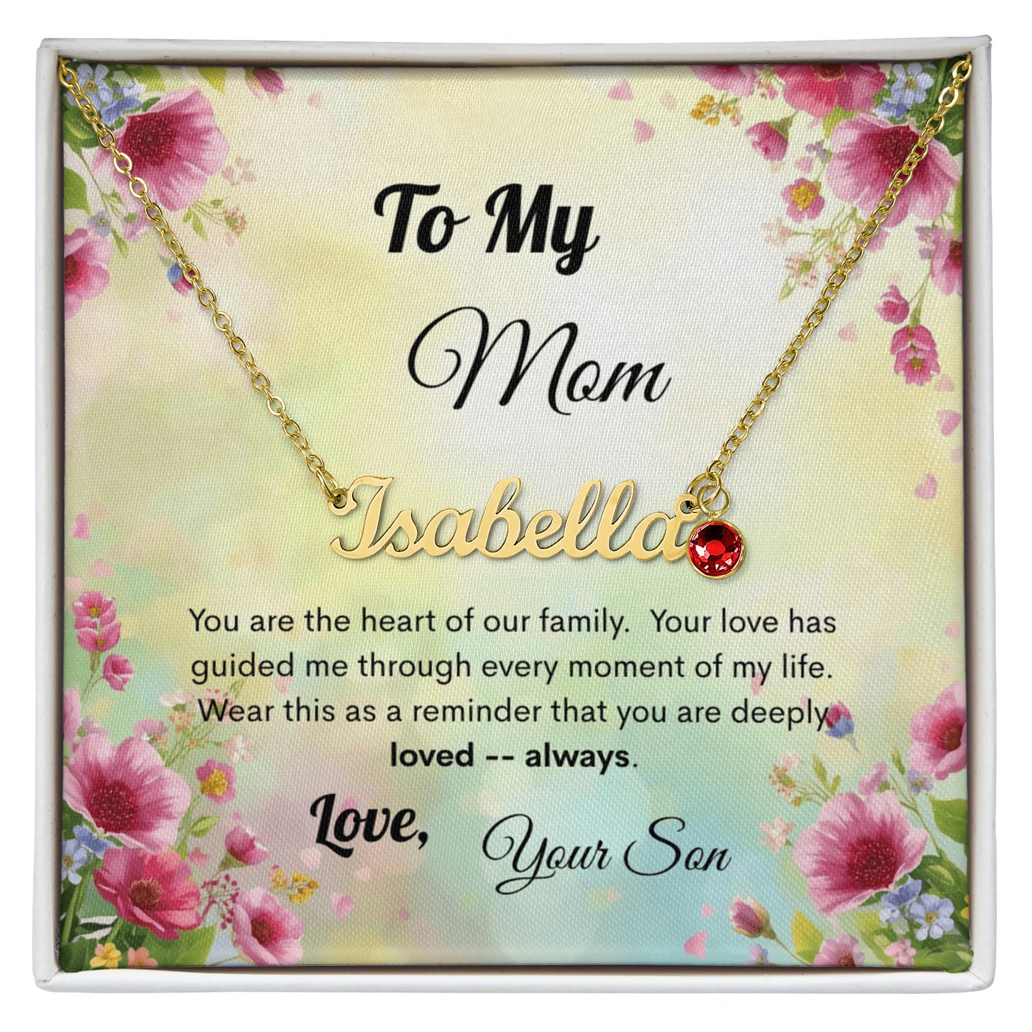 Personalized Birthstone Name Necklace for Mom