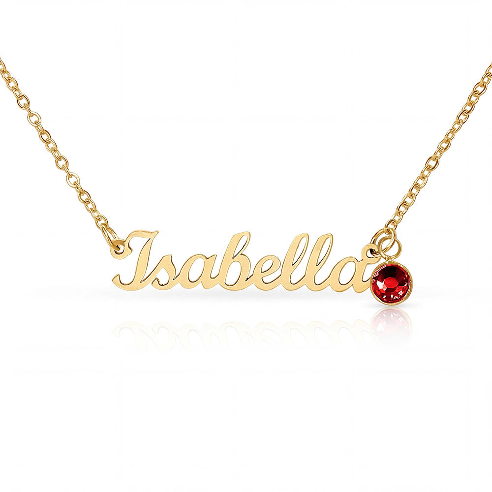 Personalized Name Necklace with Birthstone with Custom Message Card