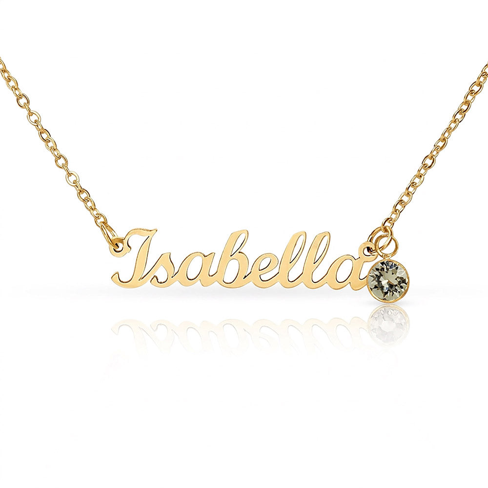 Personalized Name Necklace with Birthstone with Custom Message Card