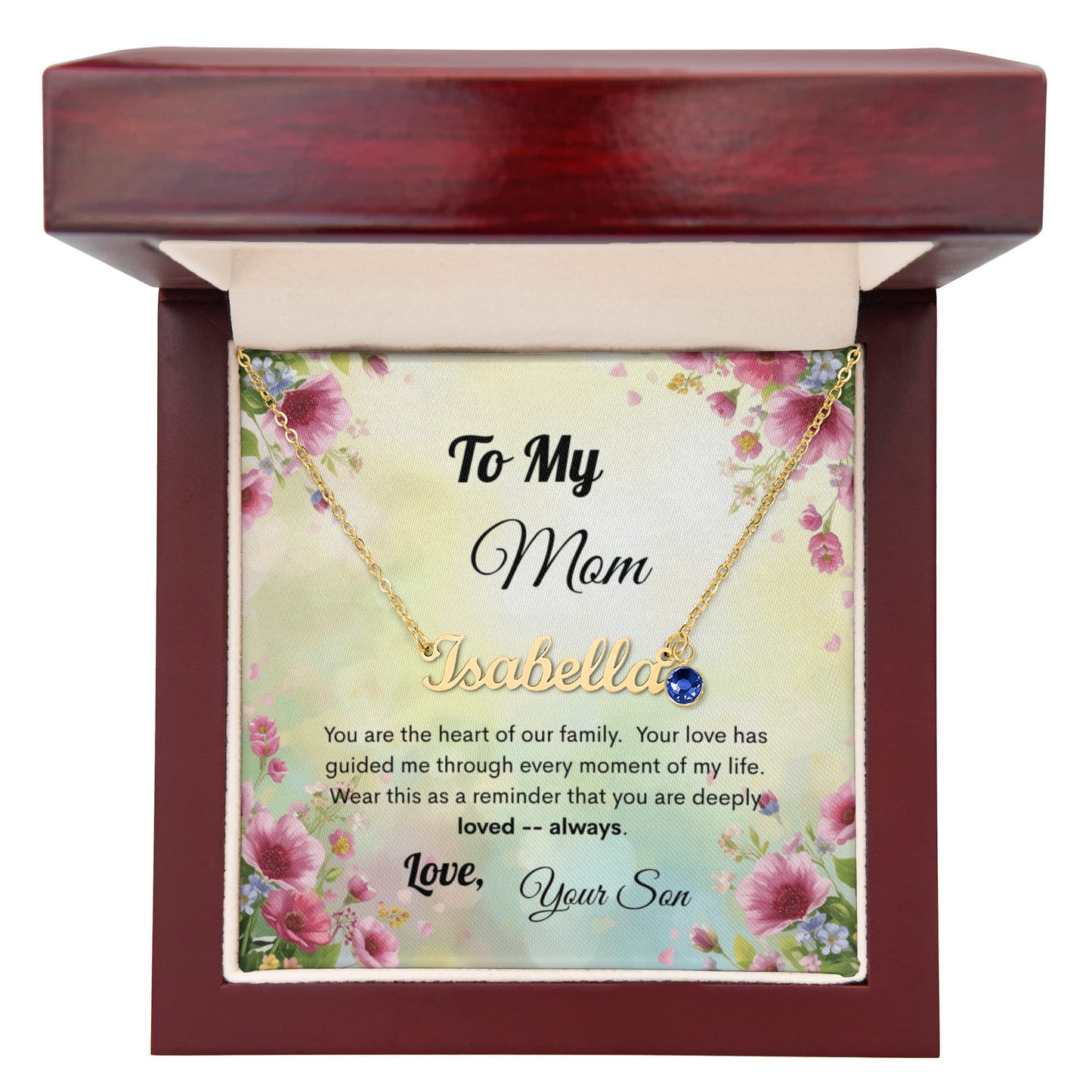 Personalized Birthstone Name Necklace for Mom