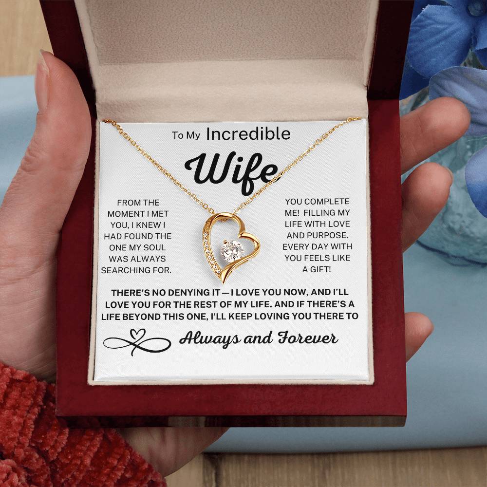 Forever Love Necklace – Romantic Gift for Wife with Message Card