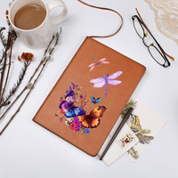 Dragonfly & Butterfly Vegan Leather Journal - Inspirational Writing Notebook, Gift for Women