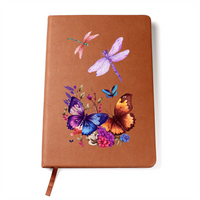 Dragonfly & Butterfly Vegan Leather Journal - Inspirational Writing Notebook, Gift for Women