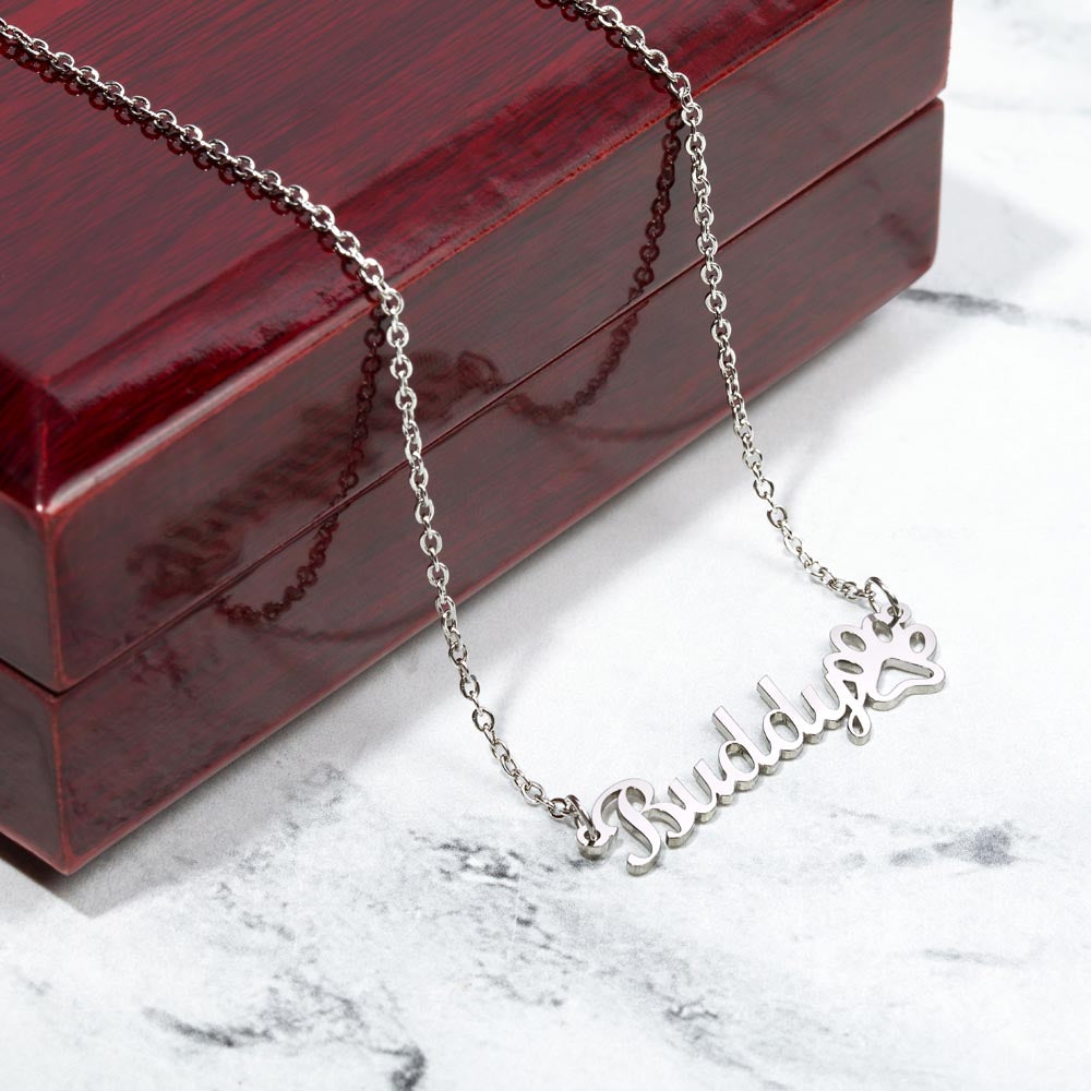 Personalized Pet Name Necklace Gift for Pet Mom – Custom Pet Name Jewelry with Paw Print – Mother's Day Gift for Pet Lover