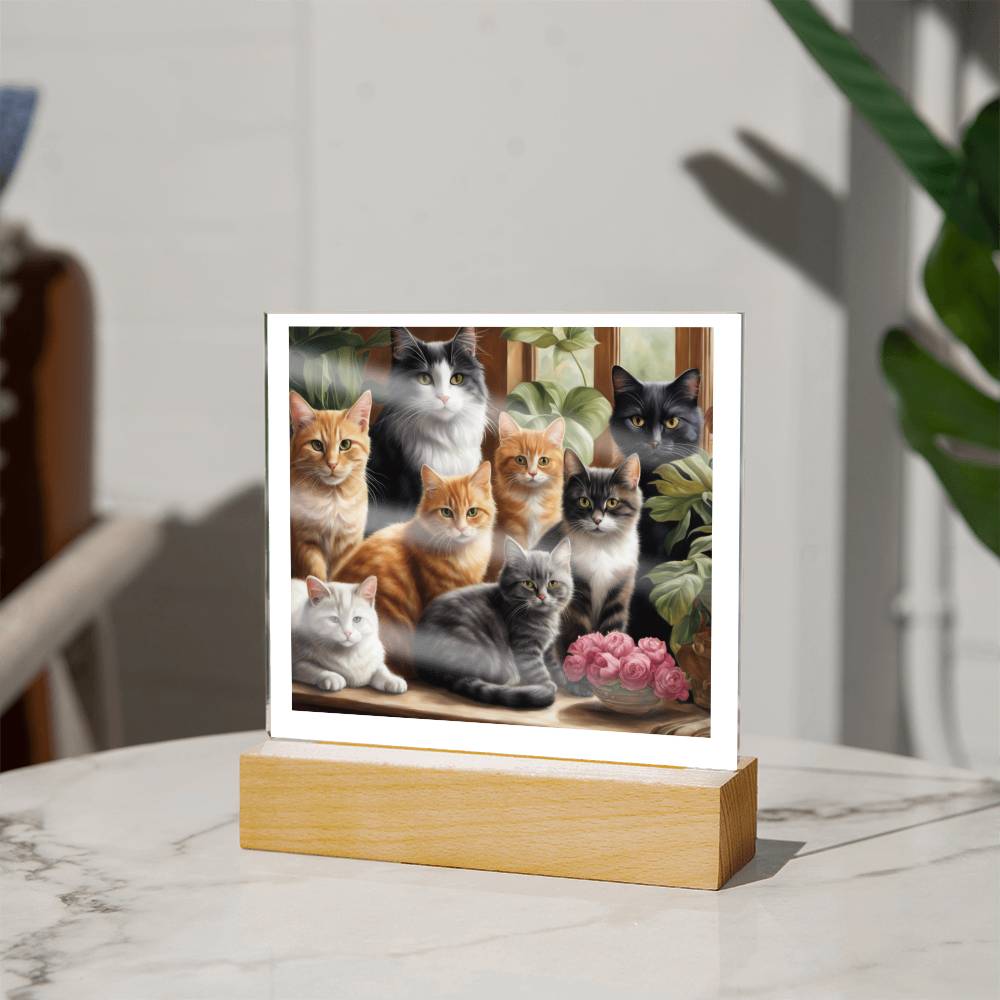 Cat Lovers Acrylic Plaque Nightlight