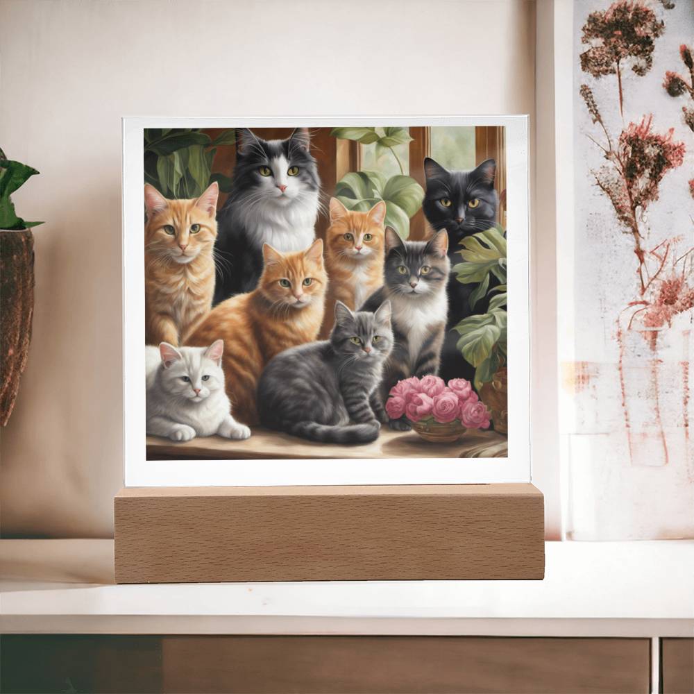 Cat Lovers Acrylic Plaque Nightlight
