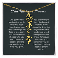 Custom Birth Flower Name Necklace with Rain Nurtures Flower Card - Gift for Mom, Wife, Daughter, friend