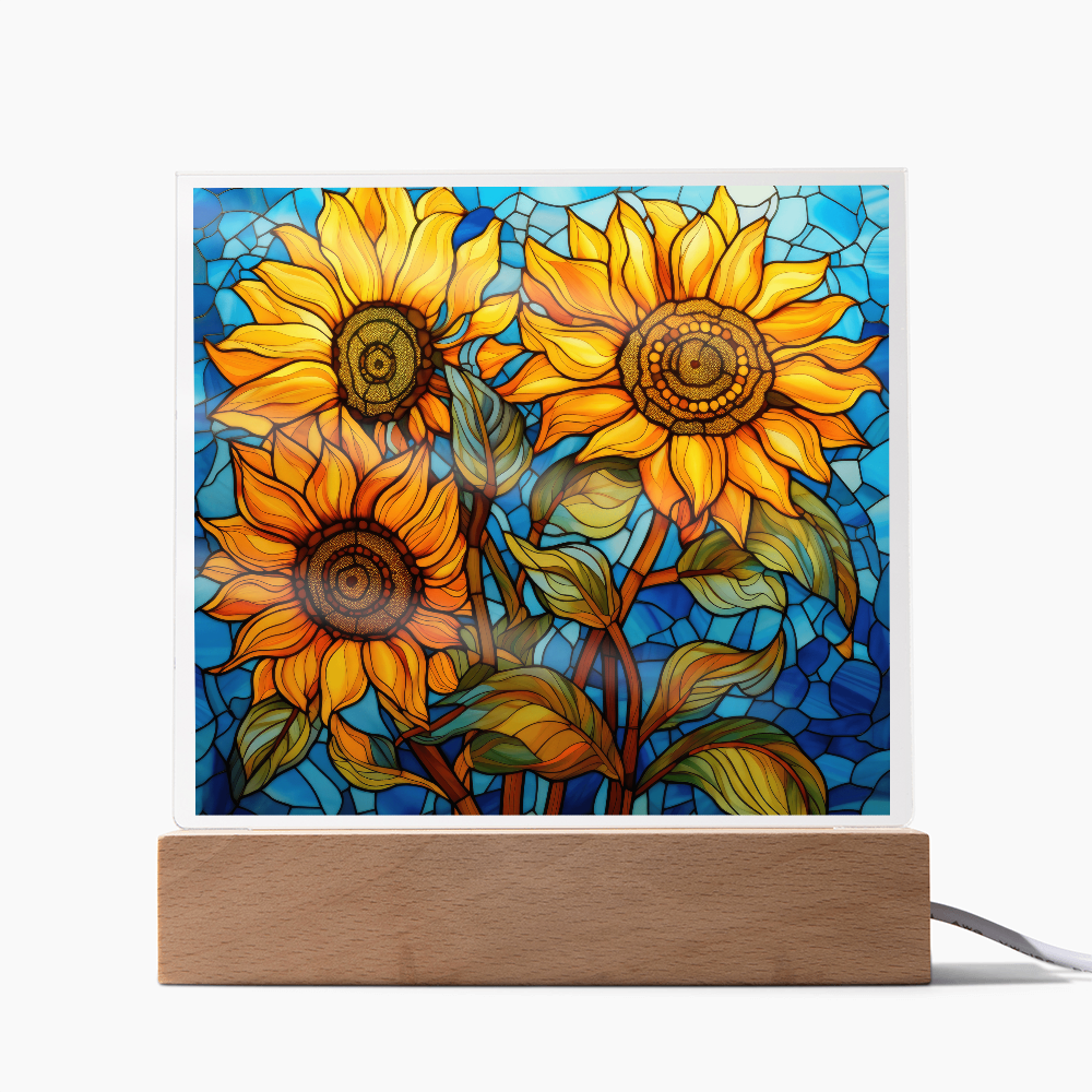 Sunflower Stained Glass LED Acrylic Decor